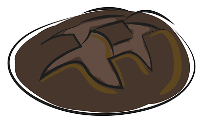 Image showing Simple cartoon black bread vecot illustration on white backgroun