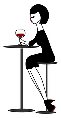 Image showing Clipart of a woman drinking red wine vector or color illustratio