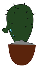 Image showing Emoji of a crying cactus vector or color illustration