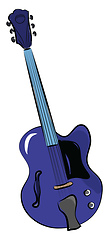 Image showing A blue electronic musical instrument called guitar vector color 