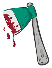 Image showing Ax with dripping blood illustration color vector on white backgr