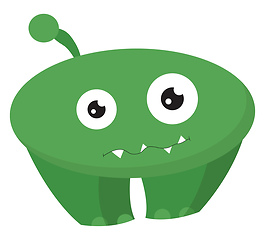 Image showing Cartoon funny green monster with two eyes vector or color illust