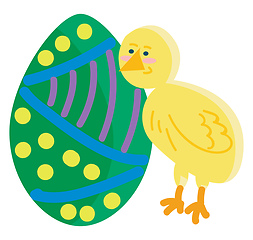 Image showing A decorated egg and a baby chicken symbolizing festive season of