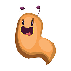 Image showing Yellow cartoon monster looking like a worm white background vect