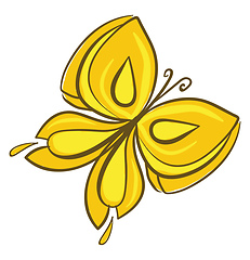 Image showing Drawing of a brightly colored yellow butterfly vector or color i