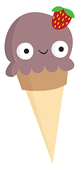 Image showing A cartoon purple-colored ice-cream wearing a hair clip vector or