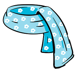 Image showing Blue-colored floral scarf vector or color illustration