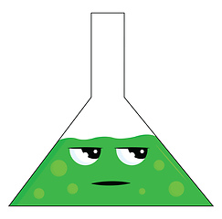 Image showing Simple vector illustration of a chemistry flask with green liqui