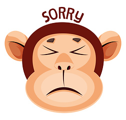 Image showing Monkey is feeling sorry, illustration, vector on white backgroun