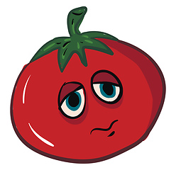 Image showing Sad tomato illustration vector on white background 