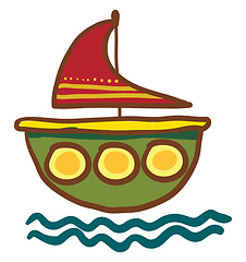 Image showing Small red and green water boat vector or color illustration