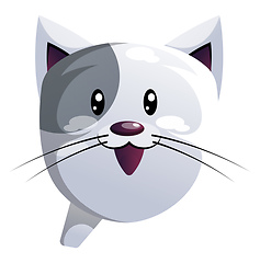 Image showing Happy grey cartoon cat vector illustration on white background