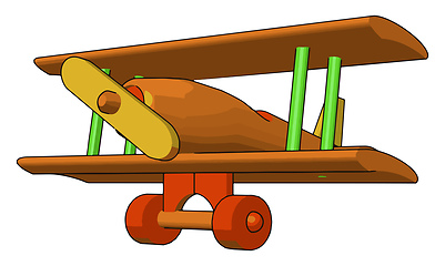 Image showing A wooden toy plane vector or color illustration