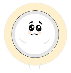 Image showing Emoji of a sad white-colored plate vector or color illustration