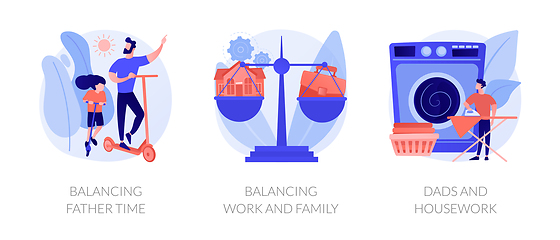 Image showing Father career and family balance abstract concept vector illustrations.