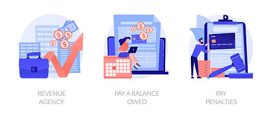 Image showing Tax payment stages vector concept metaphors.