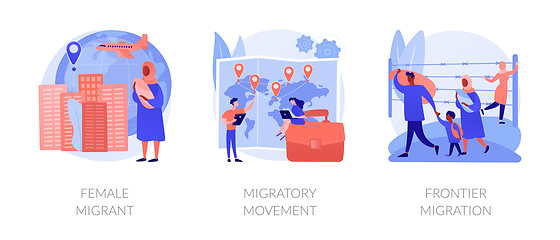 Image showing Refugees of war and gender discrimination abstract concept vector illustrations.