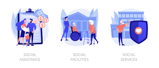 Image showing Caregiving and welfare services abstract concept vector illustrations.