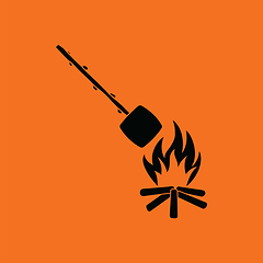 Image showing Camping fire with roasting marshmallow icon