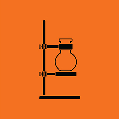 Image showing Icon of chemistry flask griped in stand