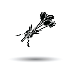 Image showing Tulips bouquet icon with tied bow