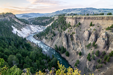 Image showing View from Calcite Springs Overlook of the Yellowstone River.