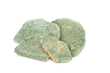 Image showing Out of Date Green Mouldy Bread Slices