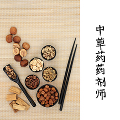 Image showing Traditional Apothecary Chinese Herbs  