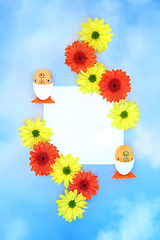 Image showing Abstract Easter Egg and Flower Background Border