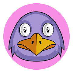 Image showing Purple cartoon bird vector illustration on white background