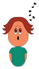 Image showing Clipart of a small boy singing set on isolated white background 