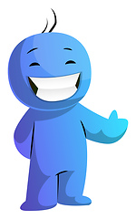 Image showing Blue cartoon caracter smiling with thumb up illustration vector 
