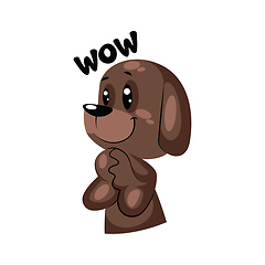 Image showing Brown supprised dog saying Wow vector sticker illustration on a 