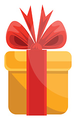 Image showing Christmas gift in yellow paper with red tie and bow vector illus