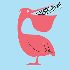 Image showing Portrait of a pink spoonbill bird turning its head behind to tra