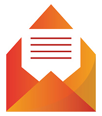 Image showing Letter inside orange envelope vector illustration on a white bac