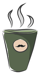 Image showing The mustache coffee cup with hot coffee vector or color illustra