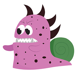 Image showing Angry purple snail monster, vector color illustration.
