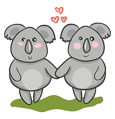 Image showing Two cartoon Koalas in love with each other vector or color illus