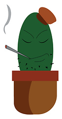 Image showing A smoking cactus vector or color illustration