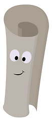 Image showing Smiling light grey paper roll vector illustration on white backg