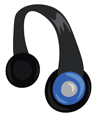 Image showing Black and blue wireless headphones vector or color illustration