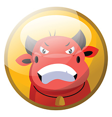 Image showing Cartoon character of a red angry bull vector illustration in yel