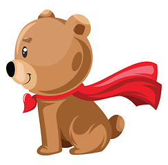 Image showing Light brown bear sitting with a red cape vector illustration on 