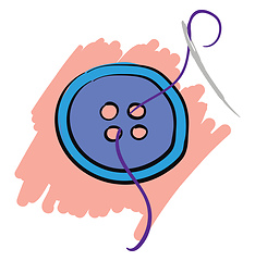 Image showing Needle blue button and purple thread vector illustration 