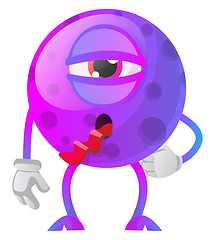 Image showing Sick purple monster with a tongue out illustration vector on whi