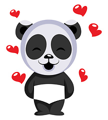 Image showing Little panda bear in love illustration vector on white backgroun