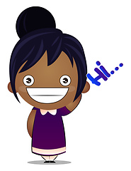 Image showing Little girl is is saying Hi, illustration, vector on white backg