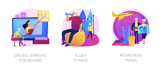 Image showing Elder people activities vector concept metaphors.