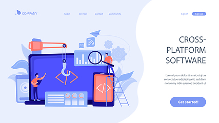 Image showing Cross-platform development concept landing page.